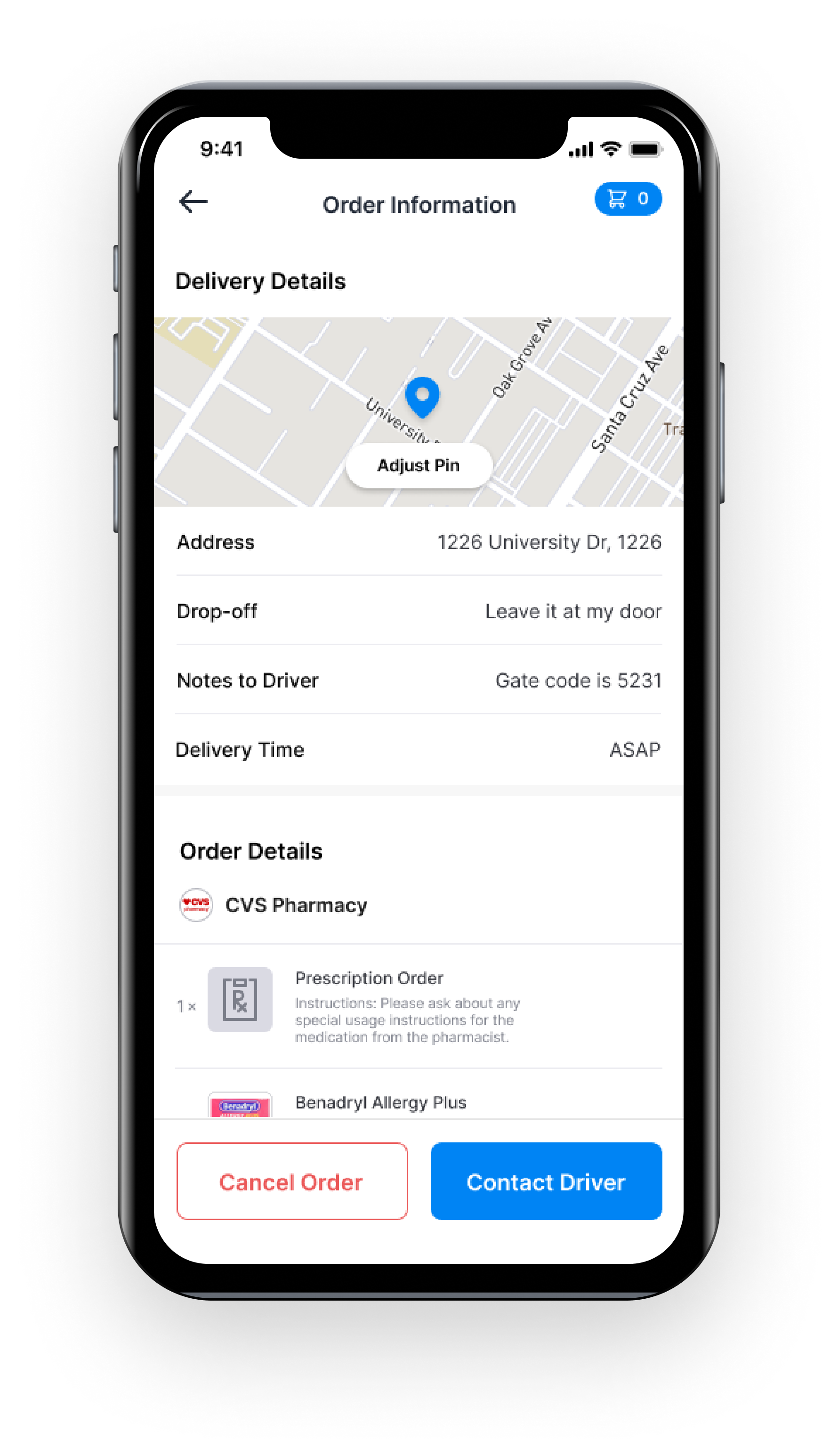 Track your delivery driver in real time
